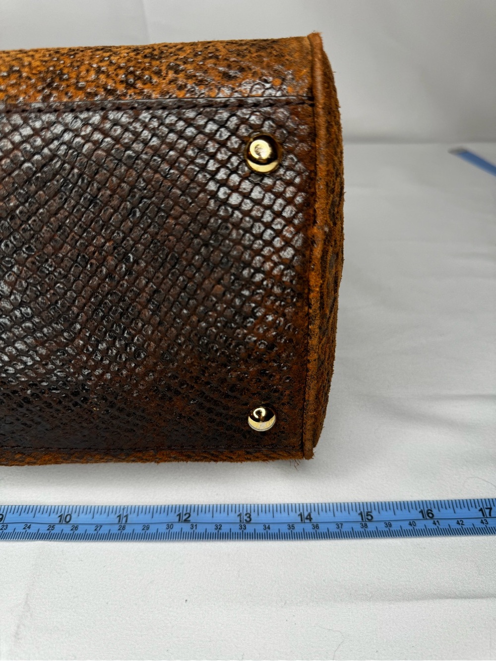Michael Kors Brown Python Embossed Leather Satchel Handbag - Picture 9 of 9